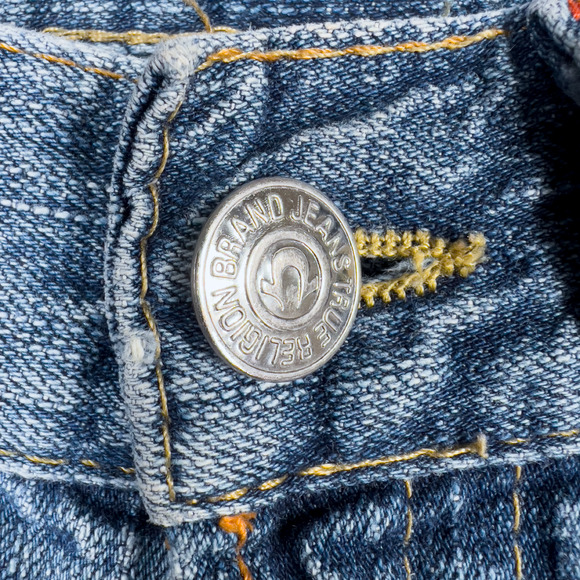 True Religion Straight Jeans World Tour Nathan Blue Flap Pocket Men's Size 30x34 - Picture 4 of 9